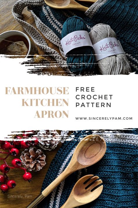 Pioneer Crochet Patterns, Apron Crochet Pattern, Crocheted Aprons Patterns, Kitchen Knitting Patterns, Crochet Kitchen Cloth, Crochet Patterns Kitchen, Free Crochet Kids Patterns, Free Crochet Projects Ideas, Crocheted Kitchen Items