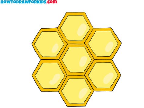 cute honeycomb drawing How To Draw A Honeycomb, Bee Honeycomb Drawing, Honeycomb Drawing, Honeycombs Drawings, Chibi Poses, Regular Hexagon, Bees And Wasps, Easy Drawing Tutorial, Bee Honeycomb