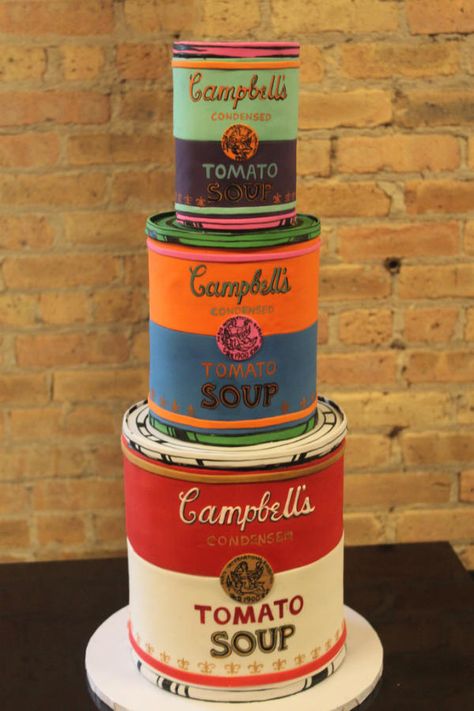 This Andy Warhol Campbell Soup cake should definitely be made for your wedding. Cake In A Can, Campbell Soup, Crazy Cakes, Just Cakes, Specialty Cakes, Unique Cakes, Novelty Cakes, Fancy Cakes, Piece Of Cakes