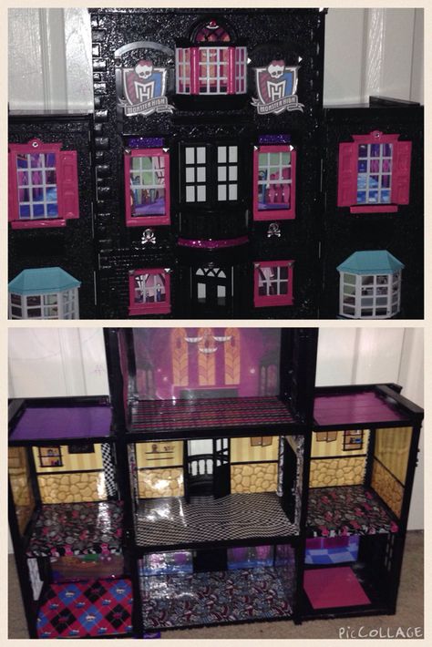 Monster High Diy Crafts, Diy Monster High Dollhouse, Monster High Diy, Monster High Beds, Monster High Room, Monster High Crafts, Monster High Dollhouse, Monster High House, Monster High Halloween