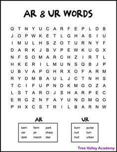 Find free printable bossy R word search for kids with AR & UR words from Tree Valley Academy. Check out this fun R controlled vowels worksheet for 2nd graders. Pdf is included with answer page. Bossy R Worksheets Free, Er Worksheets, Vowels Worksheet, Free Phonics Activities, R Controlled Vowels, 2nd Grade Spelling Words, Bossy R, Word Search For Kids, Kids Word Search