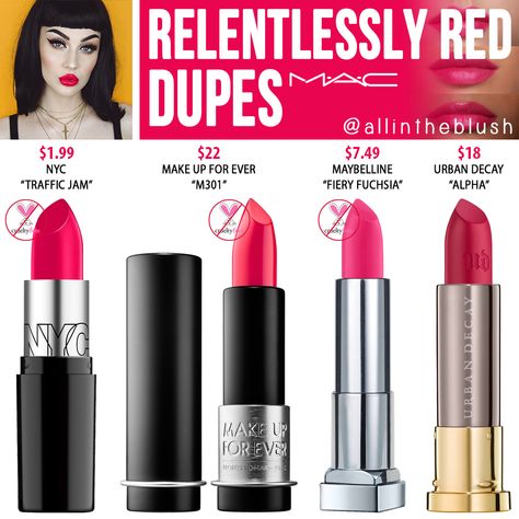 MAC RELENTLESSLY RED LIPSTICK DUPES Mac Relentlessly Red, Mac Cosmetics Lipstick, Lipstick For Fair Skin, Lisa Eldridge, Maybelline Makeup, Makeup Guide, Mac Lipstick, Lipstick Makeup, Makeup Geek