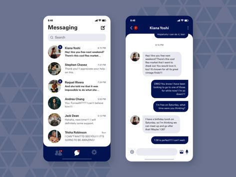 Daily UI Challenge 013 — Direct Messaging by Christine Taing Mobile Massage, Ui Design Trends, Frontend Developer, App Interface Design, Daily Ui, App Layout, App Interface, Mobile App Ui, Galaxy Phone Wallpaper