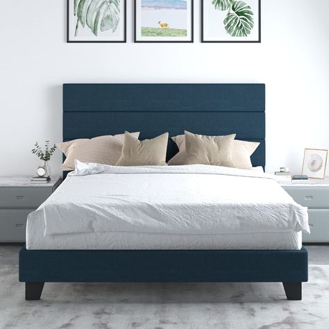 The 12 Best Bed Frames for 2021 Grey Bed Frame, Rattan Headboard, Best Bed, Sleigh Beds, Metal Platform Bed, Wood Platform Bed, Upholstered Storage, Blue Bedding, Types Of Beds