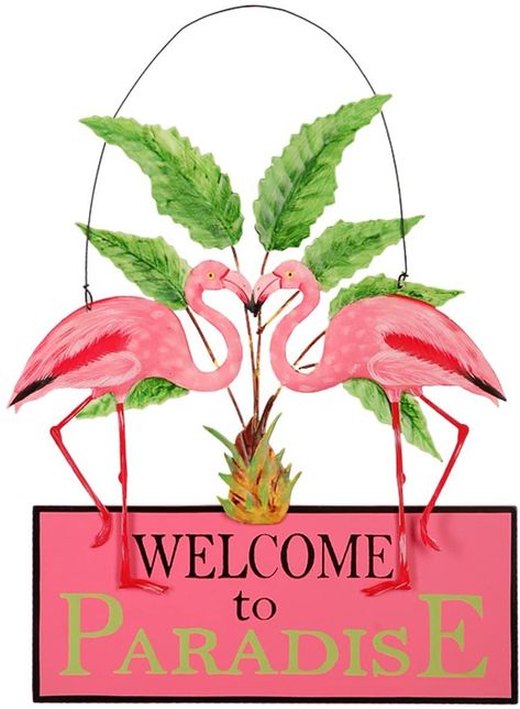 AmazonSmile : Sunset Vista Designs Kathy Hatch Pretty in Pink Flamingo Welcome to Paradise Sign, 14 by 10-Inch : Outdoor Plaques : Garden & Outdoor Flamingo Sign, Welcome To Paradise, Flamingo Beach, Flamingo Decor, Flamingo Art, Flamingo Party, Wood Artist, Pink Bird, Tropical Theme