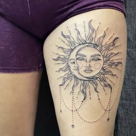 Tattoo Ideas Female Thigh, Inner Thigh Tattoos, Front Thigh Tattoos, Cute Thigh Tattoos, Cowgirl Tattoos, Flower Thigh Tattoos, Thigh Tattoo Designs, Intricate Tattoo, Thigh Tattoos