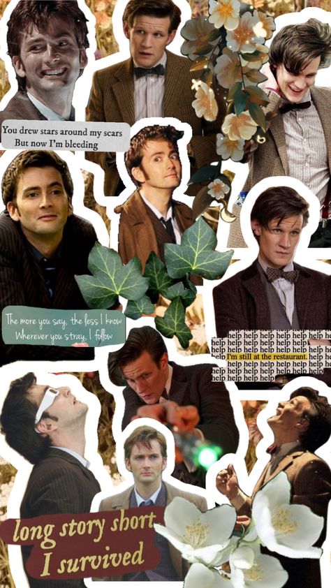 #doctorwho #wallpaper #doctorwhowallpaper #doctorwhoaesthetic #mattsmith #davidtennat Doctor Collage Wallpaper, Doctor Collage, Doctor Who Wallpaper, Thirteenth Doctor, Collage Wallpaper, Matt Smith, Connect With People, Your Aesthetic, Doctor Who