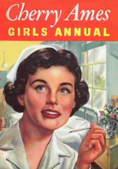 The Cherry Ames Girls Annuals Nurse Cover, Nursing Fun, Favorite Childhood Books, Cozy Mystery Book, Nursing Books, Vintage Nurse, Black And White Illustrations, Vintage Book Covers, Childhood Books