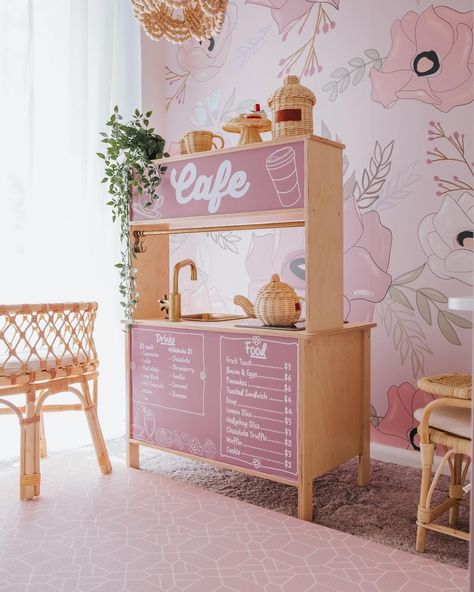 Ikea Play Kitchen, Ikea Duktig, Personalized Wallpaper, Ikea Kids, Playroom Design, Toy Rooms, Shop Front, Ikea Kitchen, Big Girl Rooms