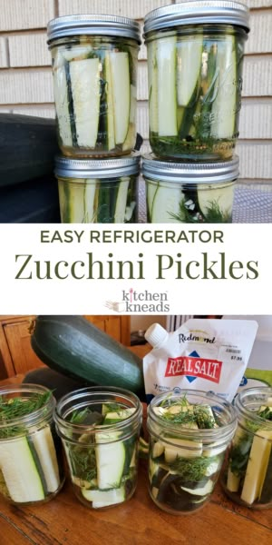 Easy Refrigerator Zucchini Pickles Kitchen Kneads Zucchini Pickles Recipes Refrigerator, Zucchini Refrigerator Pickles, Refrigerated Pickled Vegetables, Pickled Zucchini Refrigerator, Zucchini Canning Ideas, Pickled Zucchini Recipes Canning, Zucchini Pickles Recipes, Pickled Zucchini Recipes, Zucchini Dill Pickles