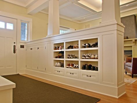 Shoe cubbies Wall Shoe Storage, Shoe Cubbies, Ikea Trones, Storage Entryway, Shoe Cubby, Entryway Shoe Storage, Small Basements, Entryway Shoe, Built In Cabinets