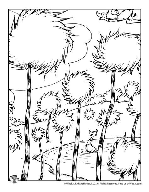 lorax-coloring-5 | Woo! Jr. Kids Activities The Lorax Trees, Lorax Coloring Pages, Trees Coloring Pages, The Lorax Book, Lorax Activities, Lorax Craft, The Lorax Activities, Lorax Trees, Dr Seuss Preschool Activities