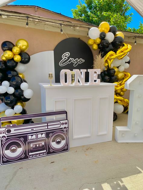 The Notorious One Birthday Party Decor, Notorious One Balloon Arch, Notorious One Backdrop, The Notorious One Centerpieces, The Notorious One, The Notorious One Backdrop, 1st Birthday Party Decorations, 1st Birthday Party Themes, Golden Birthday