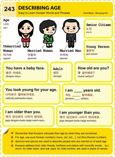 (243) DESCRIBING AGE Age In Korean, Learn To Speak Korean, Learn Basic Korean, Learn Hangul, Learn Korea, Korean Writing, Korea Language, Korean Words Learning, Korean Phrases