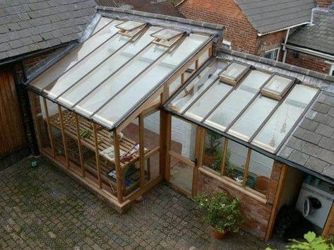 Double solarium Lean To Greenhouse Kits, Green House Design, Lean To Greenhouse, Indoor Greenhouse, Wooden Greenhouses, Small Greenhouse, Victorian Garden, Greenhouse Kit, Greenhouse Plans