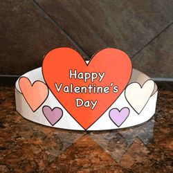 Valentine's Day Hat - Paper craft (Black and White Template) Fox Valentine, Valentine Hats, Kindergarten Valentines, Cadeau St Valentin, Valentines Headband, Valentine's Day Crafts For Kids, Preschool Valentines, Valentine Activities, Toddler Valentines