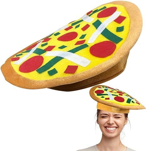 Funny Hats Diy, Pizza Hat, Funny Pizza, Silly Hats, Crazy Hat Day, Novelty Hats, Pizza Funny, Hat Day, Crazy Hats