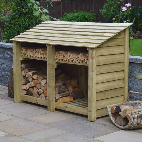 A generous 1.1 m³ capacity and a wider footprint make this beautifully proportioned model an ideal choice for the larger household. Like all of our wooden furniture, the Hambleton Log Store is made using high quality, pressure treated timber from FSC approved, sustainable sources, so as well as lasting for years you can be sure that it is environmentally sound too. We also use corrosion treated heavy duty fixings throughout so that the components remain securely fastened year after year. Also available with optional doors. Product Specifications... Weight (kg):61 Width (cms):180 Depth (cms):80 Height (cms):127 Capacity (M1.1 Assembly Required:Yes Firewood Storage Outdoor, Wood Bin, Bin Shed, Firewood Shed, Firewood Logs, Wood Storage Sheds, Log Store, Firewood Rack, Treated Timber