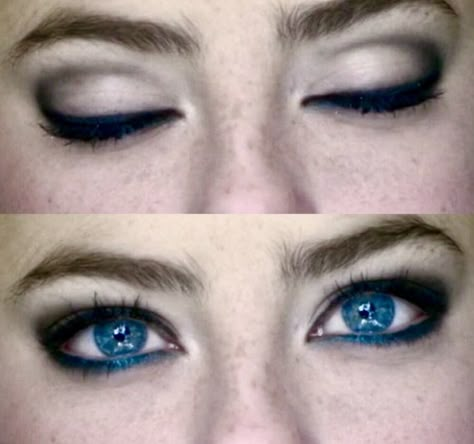 Casual Emo Makeup, Early 2000s Emo Makeup, Emo 2000s Makeup, Blue Grunge Makeup, 2000s Scene Makeup, Alt Eyeshadow, 2000s Emo Makeup, Blue Goth Makeup, Emo Makeup 2000s