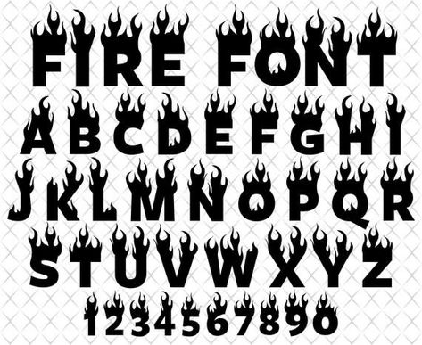 Flame Font, Fire Alphabet, Fire Font, Fonts Cricut, Silhouette Fonts, Tattoo Lettering Fonts, Font Digital, Hand Lettering Alphabet, Graffiti Font