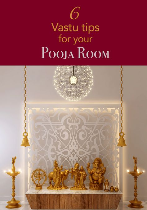 Give your pooja an auspicious aura with this easy-to-follow vastu guide. Home Temple Ideas Puja Room, Puja Design, Renovation Living Room, Wardrobes Ideas, Mandir Designs, Temple Room, West Facing House, Mandir Design, Room Tips