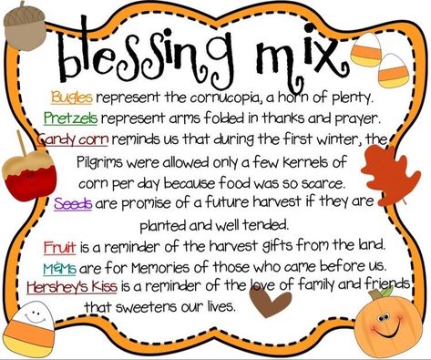 Blessing Mix Printable, Thanksgiving Snacks, Hallowen Ideas, Thanksgiving Preschool, Harvest Party, Thanksgiving Treats, Thanksgiving Fun, Thanksgiving Activities, Thanksgiving Parties