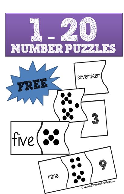 Kids will have fun practicing counting numbers one to twenty and using number words with these fun, FREE printable number puzzles for Preschool, Kindergarte Number Puzzles 1-20, Subitizing Activities, Identifying Numbers, 20 Number, Free Printable Numbers, Prek Math, Math Number Sense, Counting Numbers, Numbers Kindergarten