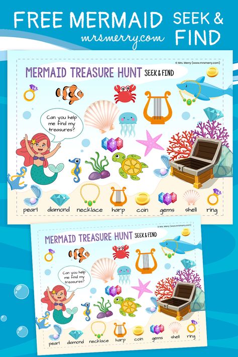 free seek and find mermaid printable Pizza Printable, Printable Cutouts, Dolphin Craft, Printable Pizza, Puzzle Printable, Seek And Find, Printable Games For Kids, Easy Activities, How To Make Pizza