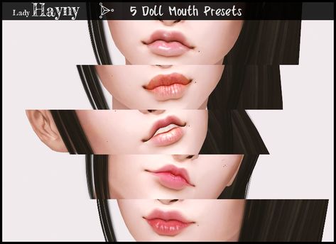 ladyhayny:   5 Doll Mouth presets  First cc in... | love 4 cc finds Sims 4 Bjd Cc, Lip Preset Sims 4, Sims 4 Lip Presets Cc, Sims4cc Presets, Sims 4 Cc Lips Preset, Lips Sims 4 Cc, Sims 4 Lip Presets, Ts4 Skin, Sims Dress