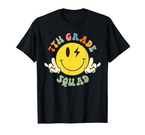 PRICES MAY VARY. Cool smile face rock and roll in groovy trendy style is first day of school shirt for 7th grade welcome back to school. Gifts for teachers and student. Cool apparel for team 7th squad or crew. Hippie groovy 1st day of school for son, daughter, niece or nephew. Lightweight, Classic fit, Double-needle sleeve and bottom hem First Day Of School Gift, Teacher Retirement Gifts, Preschool Shirts, School Field Trip, Third Grade Teacher, Retro Groovy, Cute Outfits For School, T Shirt Image, Preschool Teacher