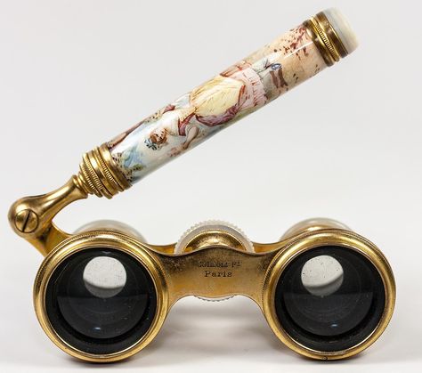 19th c. French Kiln-fired Enamel Opera Glasses, Binoculars, Lorgnette handle, Colmont, PARIS Opera Glasses Aesthetic, Vintage Binoculars Aesthetic, Binoculars Aesthetic, Vintage Binoculars, Opera Glasses, Spectacles, Binoculars, Kiln, Cameras