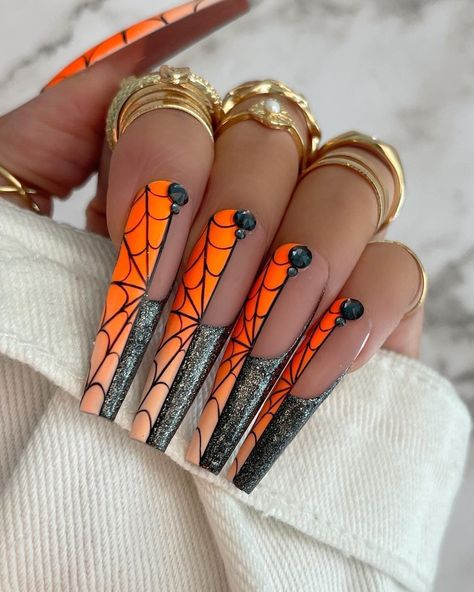 Halloween Core, Nails 23, Nail Pics, Horror Nails, Holloween Nails, Spooky Nails, Halloween Acrylic Nails, October Nails, Goth Nails