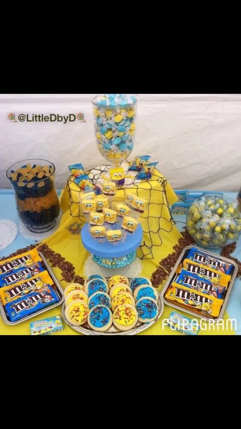 Spongebob Candy Table, Spongebob Birthday Party Decorations, Candy Buffet Table, Burger Party, Spongebob Birthday Party, Spongebob Party, Candy Buffet Tables, Spongebob Birthday, Buffet Tables