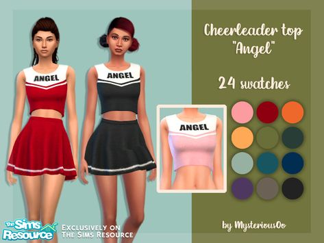 The Sims Resource - Cheerleader top "Angel" Mean Girls Plastics, Mods Ts4, Sims 4 Cc Hair, Cheerleader Skirt, Sims 4 Tsr, Sims 4 Mm Cc, Sims 4 Cc Folder, Mod Girl, Sims Ideas