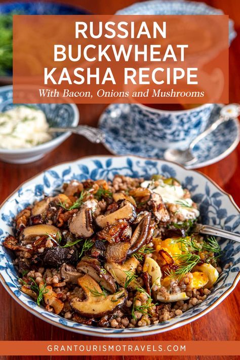 Russian Buckwheat Kasha Recipe Russian Buckwheat, Kasha Recipe, Recipe With Onions, Russian Breakfast, Mushrooms Soup, Buckwheat Flour Recipes, Mexican Spice, Recipe With Bacon, Caramelized Onions Recipe