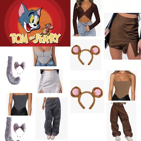 Iconic Unique Halloween Costumes, Tom Jerry Costume, Tom And Jerry Outfits, Tom And Jerry Costume Best Friends, Tom And Jerry Costume Couple, Not Basic Halloween Costumes Duo, Blonde And Brunette Costume Ideas, Iconic Duos Costumes Best Friends, Duo Disney Costumes