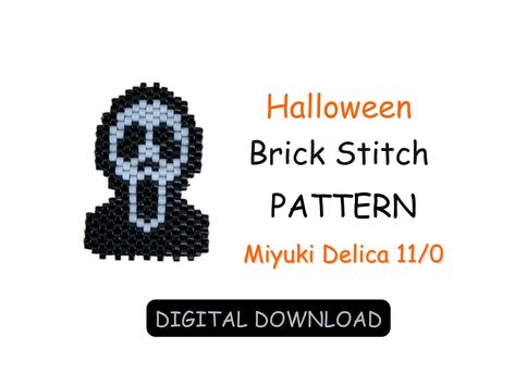 Enhance your Halloween beadwork collection with this Brick Stitch Skull Miyuki Pattern! This unique PDF pattern guides you through creating a spooky skull design using Miyuki beads, perfect for making skull jewelry or enriching your Halloween decor. Ideal for both beginners and experienced beaders, this detailed miyuki brick stitch pattern brings your Halloween bead art project to life, adding a touch of spooky elegance to your creations. Create stunning accessories with this seed beads Hallowee Skull Bead Pattern, Halloween Beadwork, Miyuki Brick Stitch, Miyuki Pattern, Art Perle, Pony Bead Patterns, Motifs Perler, Beaded Earrings Diy, Halloween Beads