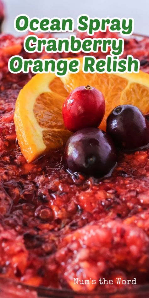 This cranberry relish recipe requires only 3 ingredients and is so easy to make! Make ahead or freeze for Thanksgiving and Christmas dinner! #condiment #relish #cranberryrelish #cranberryorange #orangecranberry #orangerelish #3ingredients #3ingredient #makeahead #numstheword #thanksgivingrelish #easy #cranberryornagerelish #orangecranberryrelish #freshcranberryorangerelish #oceanspraycranberryorangerelish Publix Cranberry Orange Relish, Ocean Spray Cranberry Sauce Recipe, Recipes Using Mandarin Oranges, Cranberry Relish Recipes, Cranberry Orange Relish Recipes, Cranberry Recipes Thanksgiving, Cranberry Chutney Recipe, Cranberry Orange Relish, Ocean Spray Cranberry