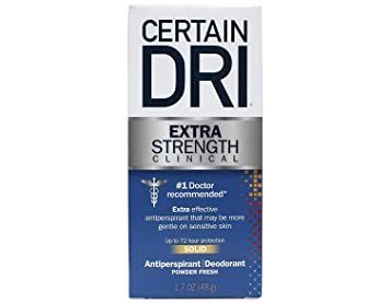 CERTAIN DRI Anti-Perspirant Solid 1.7 oz ( Pack of 6) Excessive Underarm Sweating, Deodorant Powder, Stop Sweating, Sweat Gland, Anti Perspirant, Excessive Sweating, Antiperspirant Deodorant, Antiperspirant, Active Ingredient