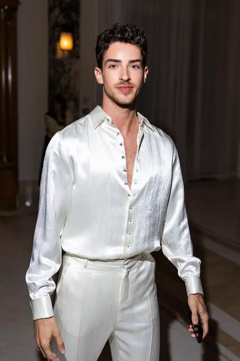 Top 20 Men's Party Outfits for 2024: Bold Trends & Stylish Wardrobe Ideas - Elevate Your Party Look Manu Rios White Outfit, Party Outfit Men Night, Dwts Outfits, Two Piece Casual Outfits, Metallic Aesthetic, Party Outfit Men, Satin Shirts, Shirts And Pants, Healthy Man