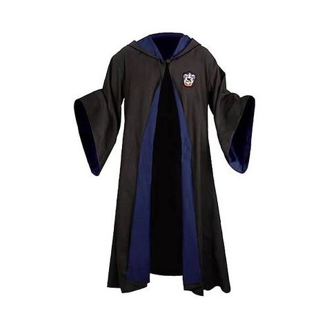 Harry Potter Ravenclaw School Robe ($140) ❤ liked on Polyvore featuring intimates, robes, harry potter, hogwarts, ravenclaw, outerwear, blue hooded robe, hooded robe and blue robe Robes Harry Potter, Ravenclaw Uniform, Harry Potter Uniform, Hogwarts Ravenclaw, Hogwarts Robes, Ravenclaw Outfit, Harry Potter Robes, Adult Women Halloween Costumes, Hogwarts Uniform