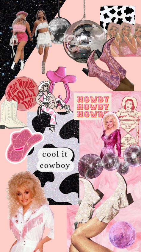 #rhinestonecowgirl #discocowgirl #disco #cowgirl #cowboy #bachelorette #howdy Glitter Cowgirl Party, Pink Cowgirl Birthday Party Aesthetic, Disco Cowboy Theme Party, Disco Hoedown, Disco Cowboy Aesthetic, Space Cowboy Bachelorette Party, Disco Cowgirl Party Outfit, Disco Cowboy Bachelorette, Disco Cowgirl Nails