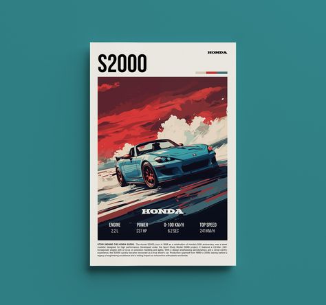 Buy Retro Honda S2000 Automotive Print Vintage JDM Poster, Convertible Enthusiast Decor, Garage Wall Art, Online in India - Etsy Honda Poster, Jdm Poster, Automotive Poster, Vintage Jdm, Garage Wall Art, Speed Art, Car Poster, Honda S2000, Electric Vehicles