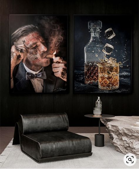 Classy Man Cave, Barbershop Design Interior, Arthur Shelby, Diy Wall Design, Barber Shop Interior, Small Game Rooms, Whiskey Room, Modern Restaurant Design, Home Bar Rooms