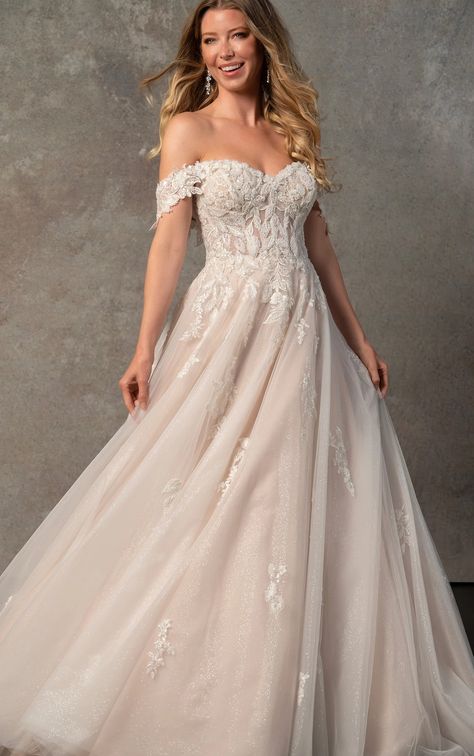 Princess-Inspired Off-the-Shoulder A-Line Wedding Dress Wedding Dress With Sweetheart Neckline, Modest Wedding Gowns, Dress With Sweetheart Neckline, Ivory Gown, Blush Bridesmaid Dresses, Essense Of Australia, Dress Gallery, 2025 Wedding, Princess Inspired