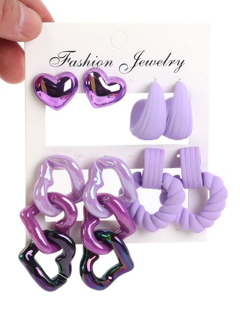 1 set of 4 pairs fashion acrylic purple series drop earringsI discovered amazing products on SHEIN.com, come check them out! Engagement Letter, Hand Jewelry Rings, Purple Pendant, Fishtail Maxi Dress, Wedding Initials, Watches Women Fashion, Hand Jewelry, Kids Beachwear, Elegant Gift