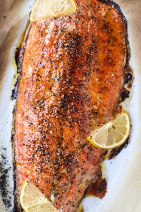 Hot Honey Recipe Chicken, Mikes Hot Honey, Hot Honey Salmon, Honey Salmon Recipes, Roasted Salmon Recipes, Salads For Lunch, Hot Honey Recipe, Oven Roasted Salmon, Honey Salmon