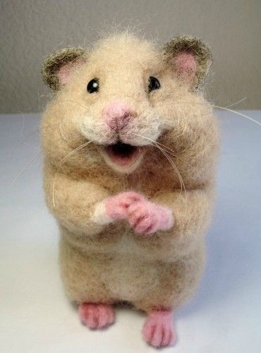 Hamster Felted Hamster, Baby Hamster, Felted Crochet, Felt Mouse, Felted Animals, Felting Tutorials, Felt Decorations, Needle Felt, Needle Felted Animals