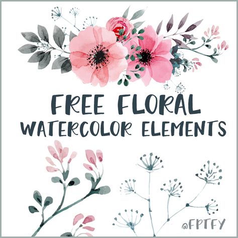 Free Watercolor Flowers, Watercolor Elements, Png Floral, Free Printable Art, Wedding Clipart, Planner Printables Free, Free Planner, Floral Elements, Flower Svg