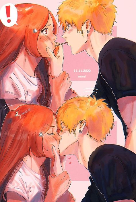 Ichigo Kurosaki X Orihime Inoue, Ichigo Kurosaki X Orihime, Ichihime Fanart, Bleach Ships, Bleach Ichigo Kurosaki, Pocky Day, Orihime Bleach, Ichigo X Orihime, Ichigo And Orihime